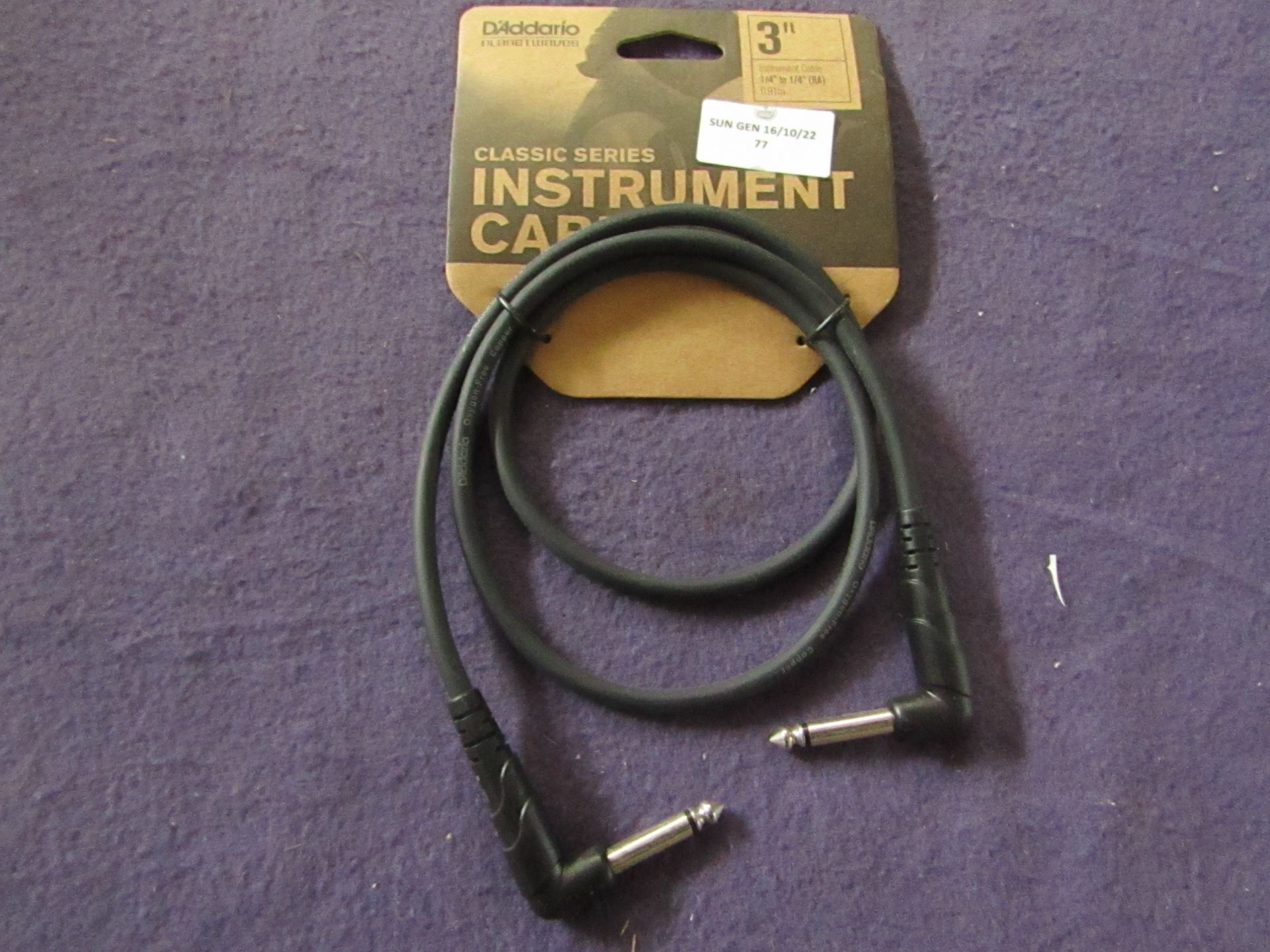 D'Addario - Classic Series Instrument Cable ( 3-Ft Long ) - Unused.