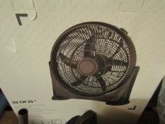 2x Kingfisher - High Velocity Black Plastic Floor Fan 50cm / 20" - Untested & Boxed.