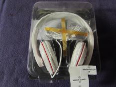 QTX Sound - White Stereo HIFI Headphones ( SHW40 ) - Untested & Packaged.
