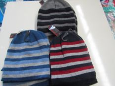 12 X Beannie Hats Striped Aged 6-9 yrs yrs New & Packaged
