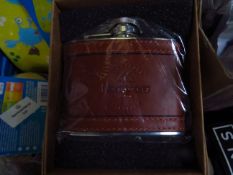 Northcote leather and metal hip flask, new