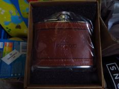 Northcote leather and metal hip flask, new