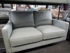 Costco Soft Italian Leather grey 2 seater sofa, in good condition may have a few small scuffs in