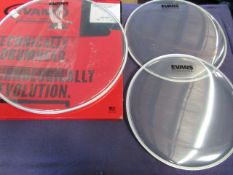 Evans - G1 Clear Standard 3-Piece Tom Drum Skins Set ( 12", 13", 16" ) - Good Condition & Boxed.