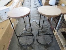 Swoon Dresden Kitchen Stools set of Two Sandblasted Grey Mango Wood and Black Steel RRP Â£219.00 (