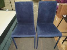 Heals Bronte Pair Of Dining Chairs Plush Velvet Indigo RRP Â£469.00 - This item looks to be in