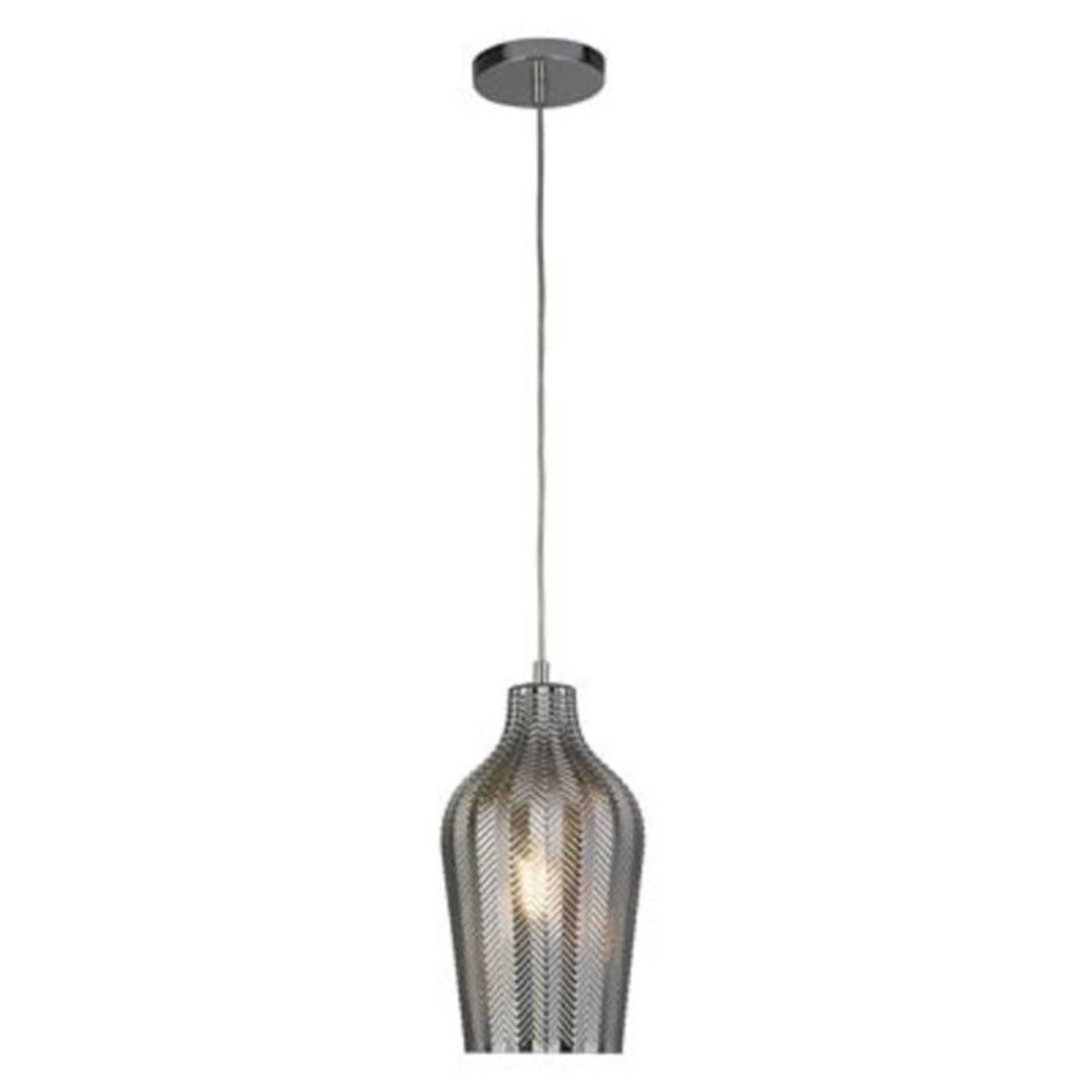 Searchlight Chevron Light Pendant Smoked Ribbed Glass Chrome RRP £58.00