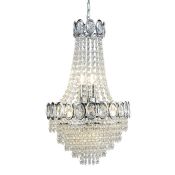 Searchlight Louis Philipe Crystal 6lt Chrome Chandelier with Clear Glass Beads RRP £358.00