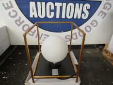 Searchlight 1lt Table Lamp With Gold Box Frame And Opal Ball Glass RRP £39.00