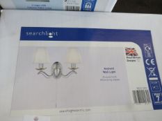Searchlight Andretti - 2lt Wall Bracket Chrome White String Shades RRP ô?40.00 - This lot contains