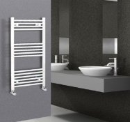 Arley Professional - Loco White Straight Heated Towel Rail 500x1000mm - Unchecked For Hanging