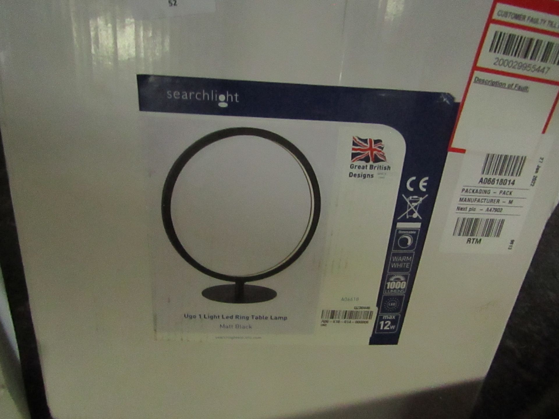 Searchlight Cirque 1lt LED Ring Table Lamp Matt Black RRP ô?55.00 - This lot contains unsorted raw - Image 2 of 2