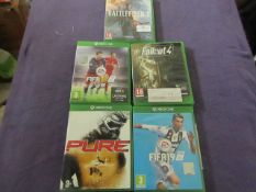 5x Xbox One Disc Games - Assorted, Unchecked.