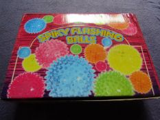 Set of 12 Spiky Flashing Balls ( Assorted Colours ) - Unchecked & Boxed.