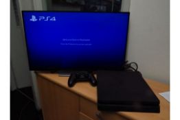 Playstation 4 500Gb games console, powers on and goes to the connect controller screen, comes with