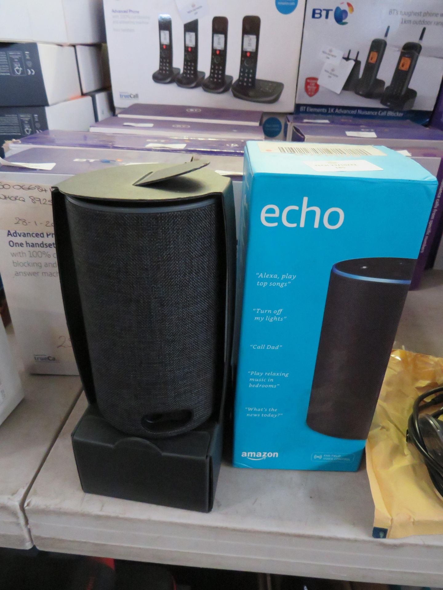 Amaszon Echo smart speaker, boxed and unchecked