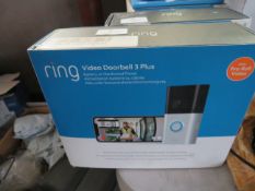 Ring Door Bell 3 Plus, comes with original box, we have scanned the Qr code on the back in the app