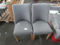2 x Cotswold Company Inglesham Whitewash Oak Grey Linen Dining Chair RRP Â£180.00 (PLT COT-APM-A-