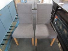 Oak Furnitureland Scroll Back Chair in Plain Charcoal Fabric with Solid Oak Legs x2 RRP Â£280.00 (