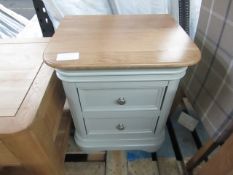 Oak Furnitureland Brindle Natural Oak And Painted 2 Drawer Bedside Table RRP Â£199.99 (PLT OAK-APM-