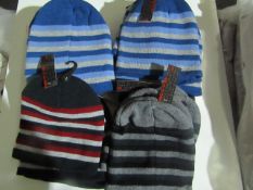 24 X Beannie Hats Striped Aged 6-9 yrs yrs New & Packaged