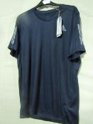 Adidas Aeroready T/Shirt Reg Fit Navy/White Reflective Stripes Size M New With Tags