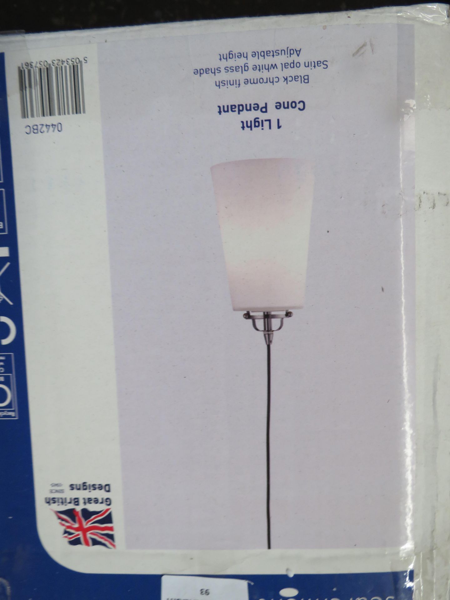 Searchlight 0442BC Opal Cone Pendant Opal White Glass Shade RRP ô?31.00 (PLT 3plt) - This lot