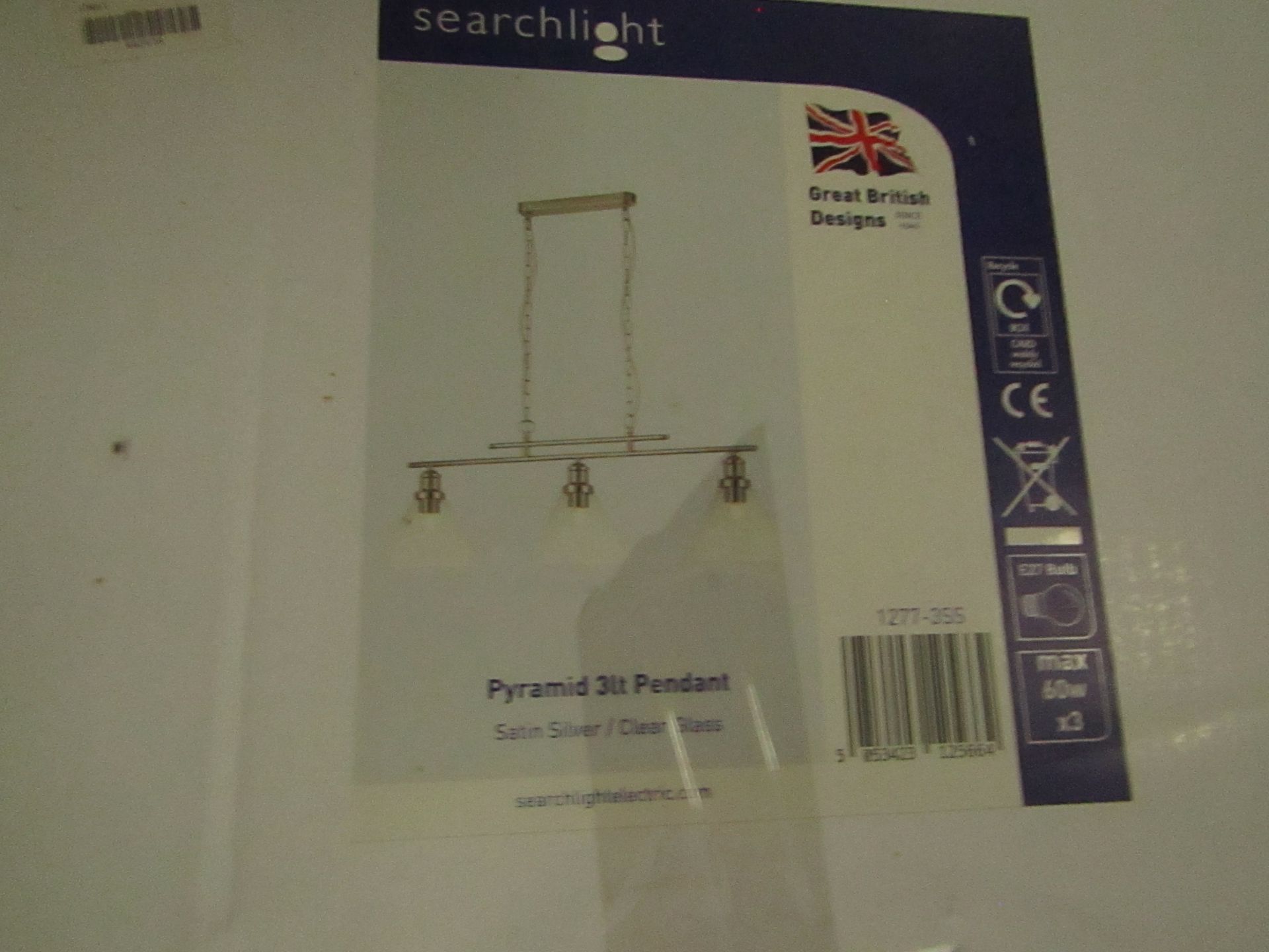 Searchlight Pyramid 3lt Pendant Ss Clear Glass Shade RRP ô?198.00 - This lot contains unsorted raw - Image 2 of 2