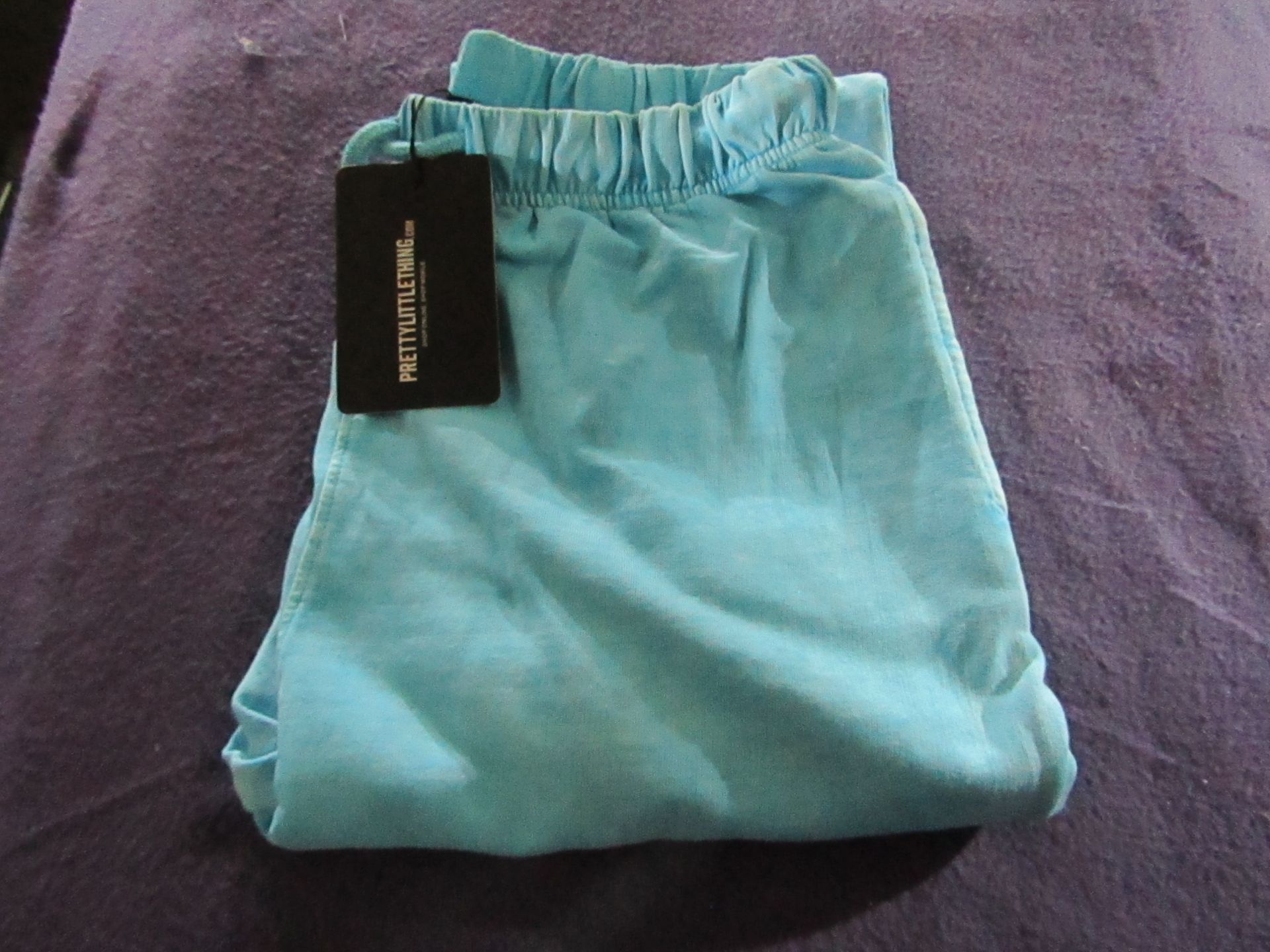 PrettyLittleThing - Turquoise High Waisted Acid Wash Skinny Joggers - Size 8 - Unused, Original