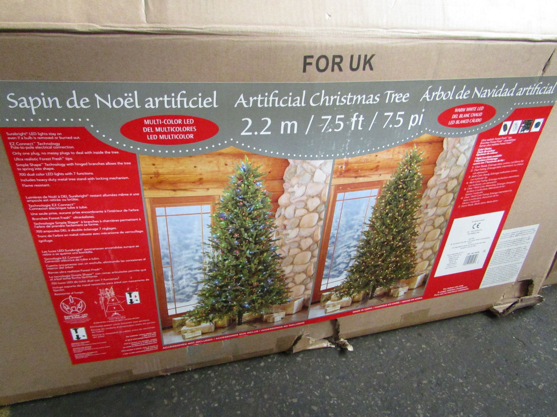 Costco - Pre-Lit Artificial Christmas Tree 7.5Ft Tall - Used Condition, Unchecked & Boxed.