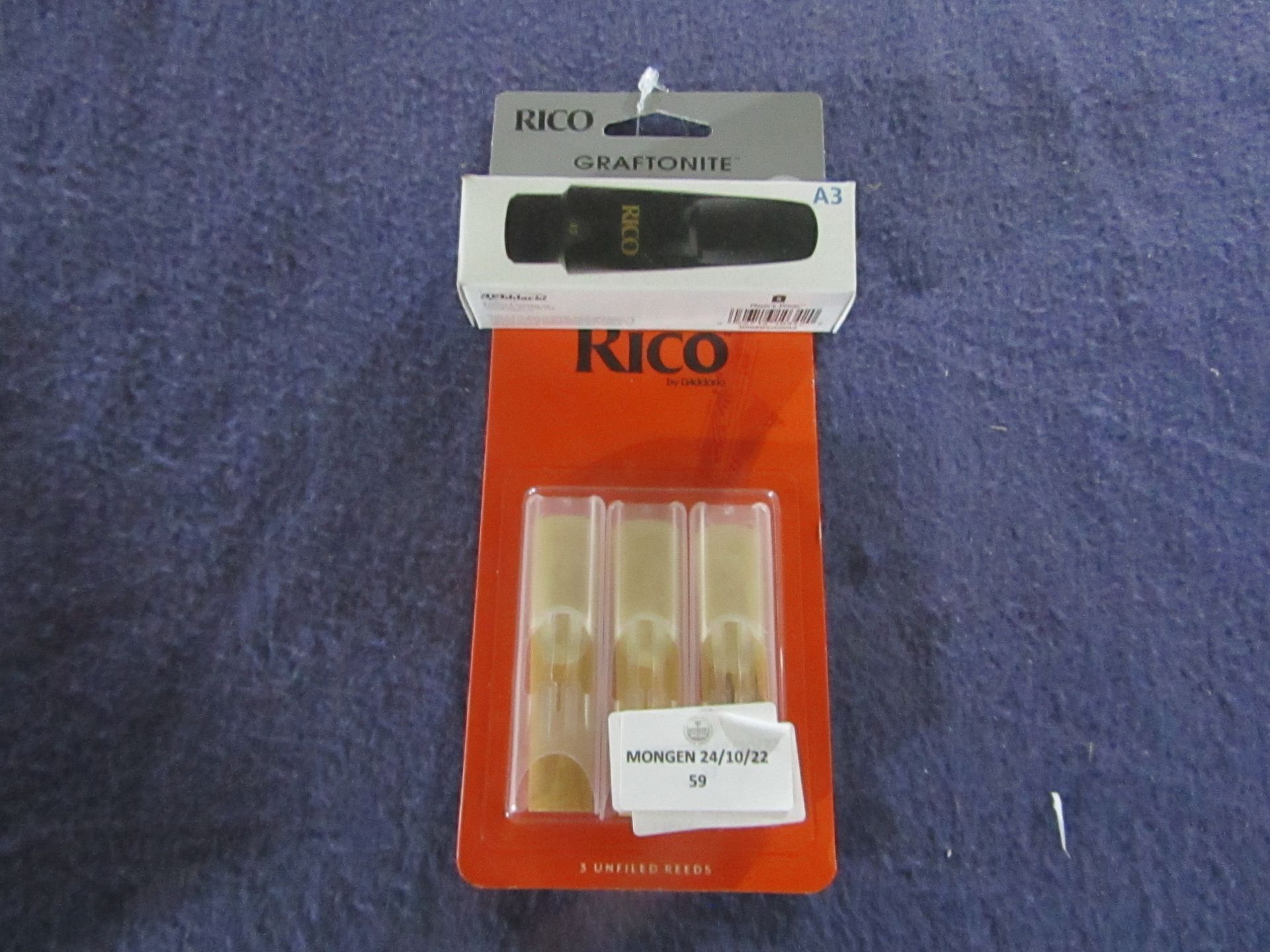 2x Rico - Graftonite Alto Saxophone Mouthpiece ( A3 ) - New & Boxed. 1x Rico - Set of 3 Unfiled