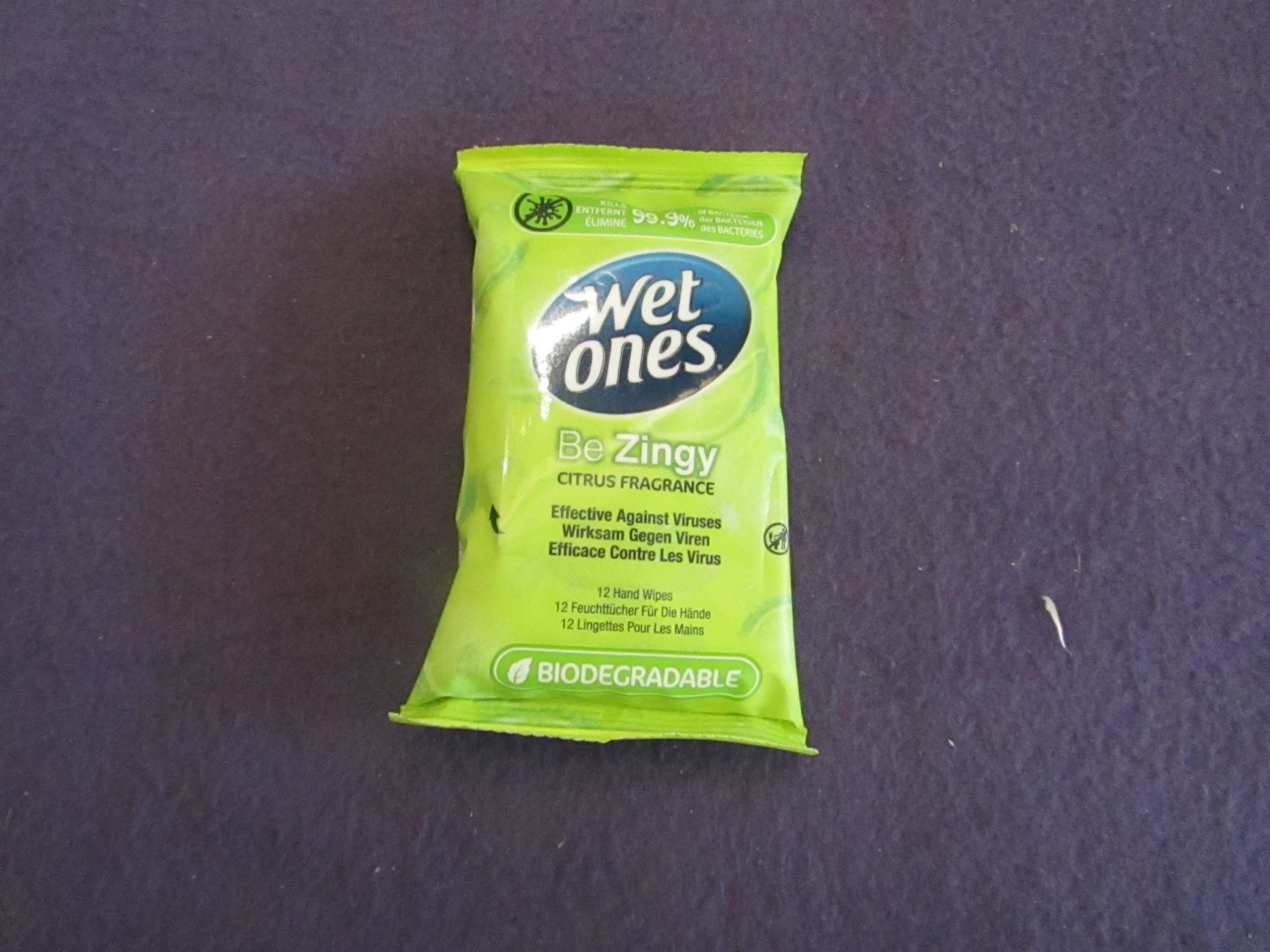 WetOnes - Zingy Biodegradable Hand Wipes ( 12 Packs ) - New & Boxed.