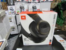 JBL Live 650BT noise cancelling headset, boxed and tested working for sound via bluetooth.