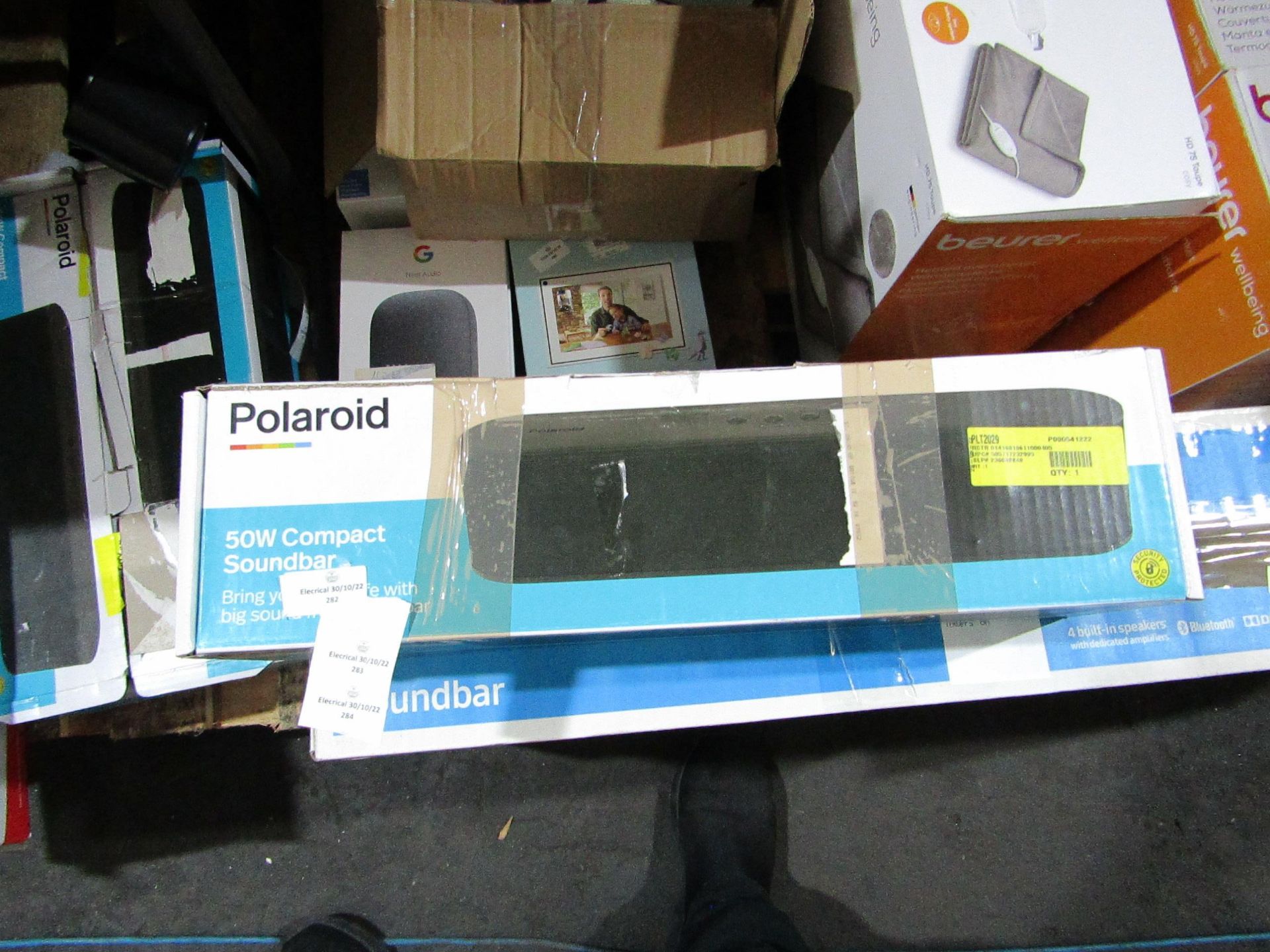 Polaroid 50w sound bar, tested working and boxed, uncehcked for all accessories