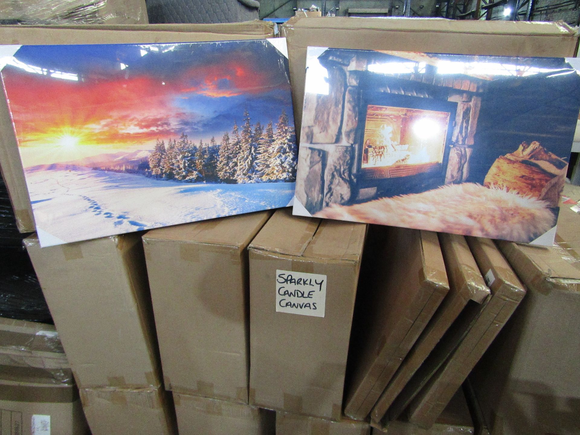 1x Box Containing 8x LED Canvases 60X40CM Approx ( Please Note Canvas Designs Vary & Will Be