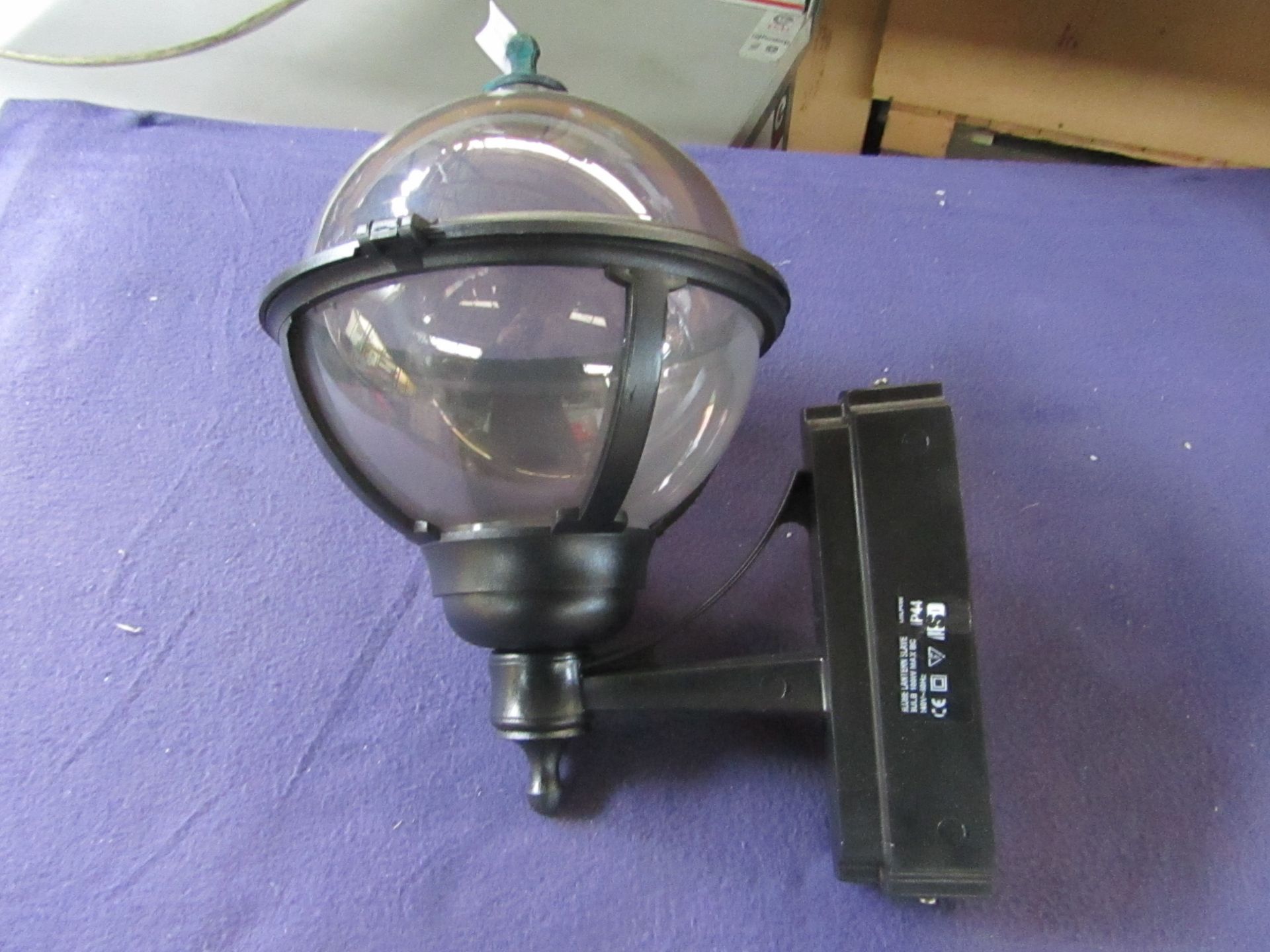 Globe Shaped Black Outdoor Wall Light ( Champagne Glass ) - Boxed.