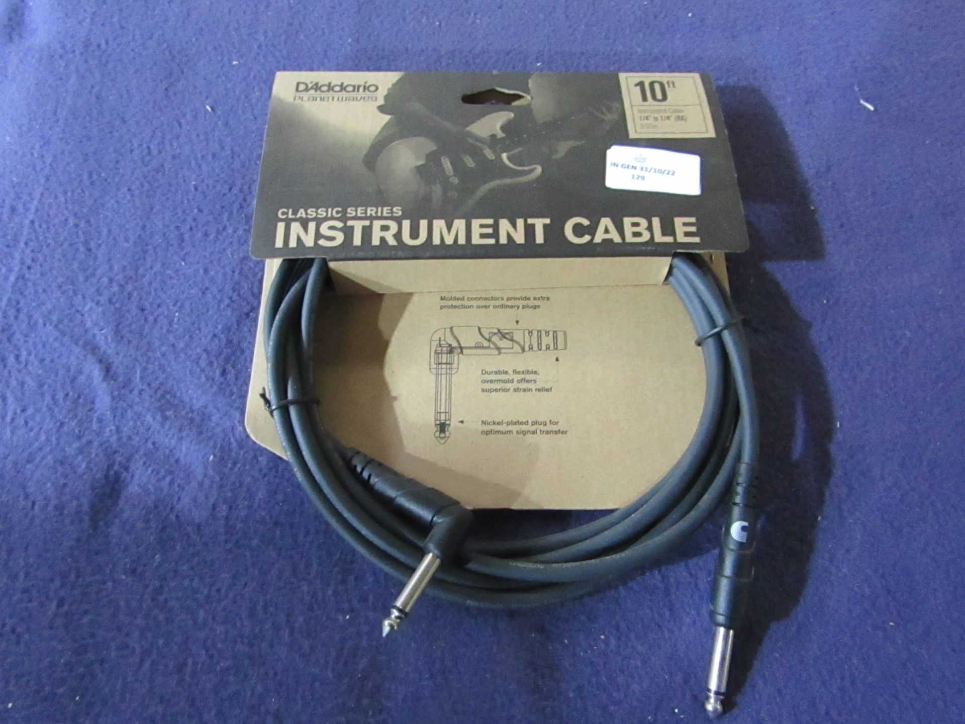D'Addario - Classic Series Instrument Cable ( 10ft ) - New & Packaged.