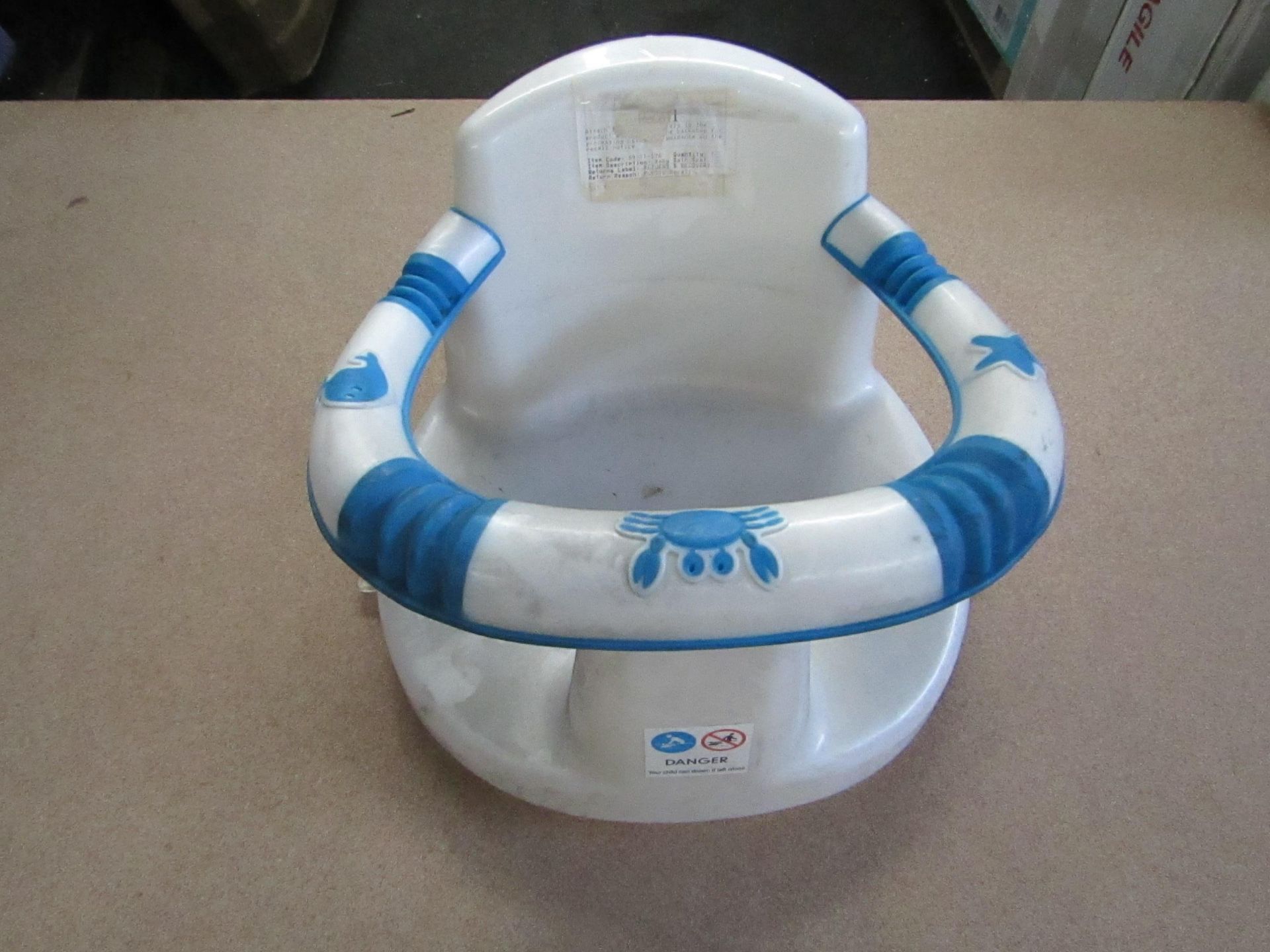 2x Baby Bath Seat ( Suction Cups For Security ) - Blue & White - No Packaging.