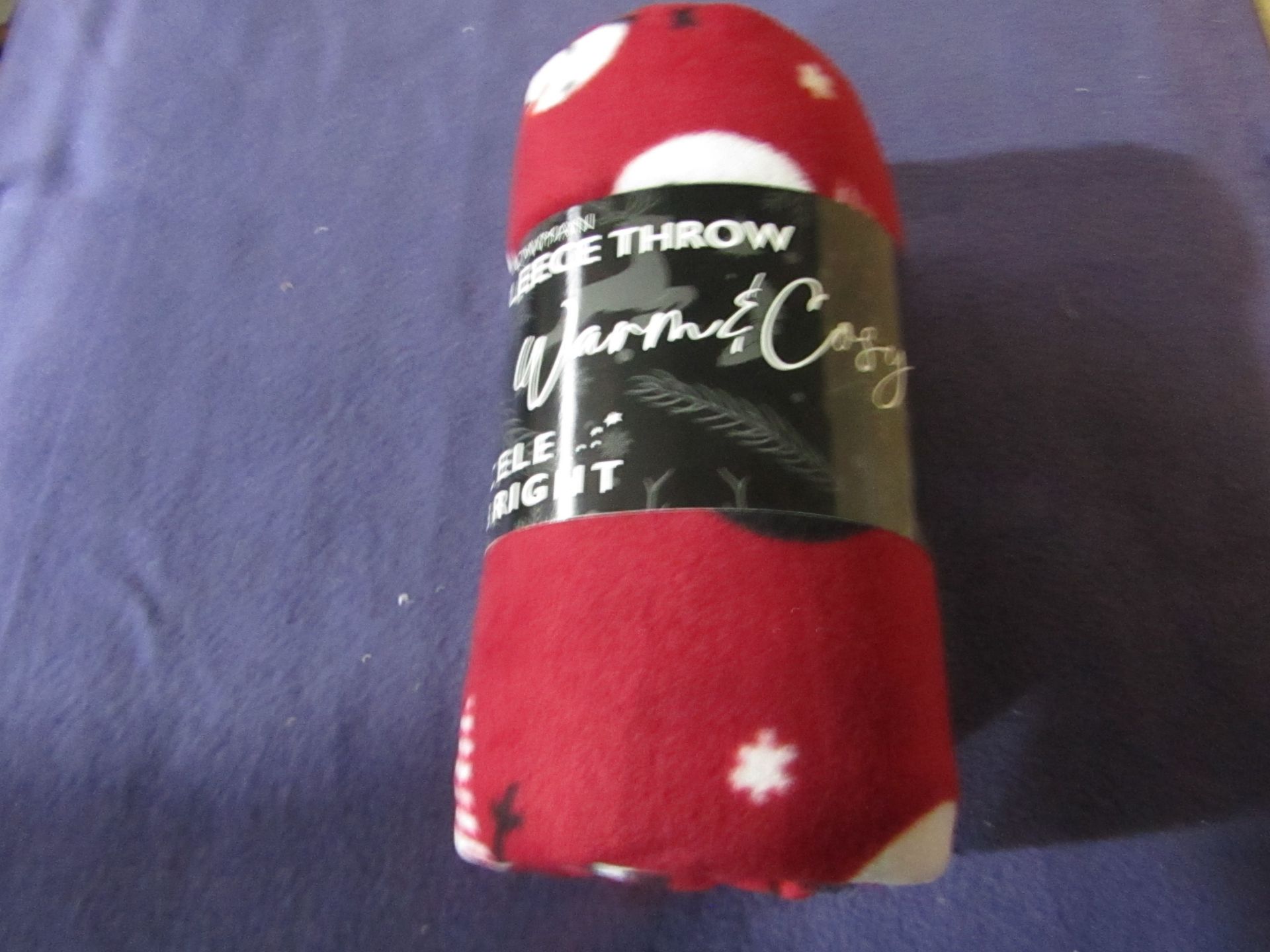 Celebright - Snowman Fleece Throw - Size Unknown - Unused & Packaged.