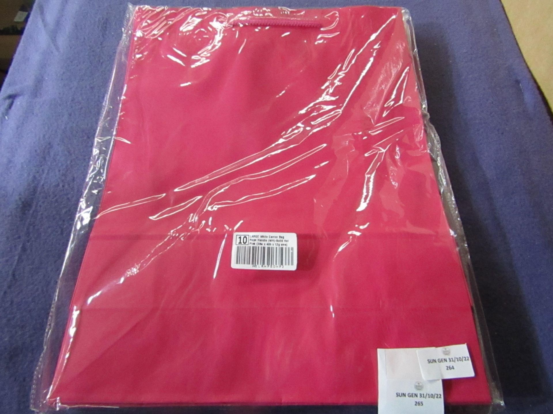 Unbranded - Set of 10 Gift Bags With Rope Handle Hot-Pink ( 30w x 40h ) - Unused & Packaged.