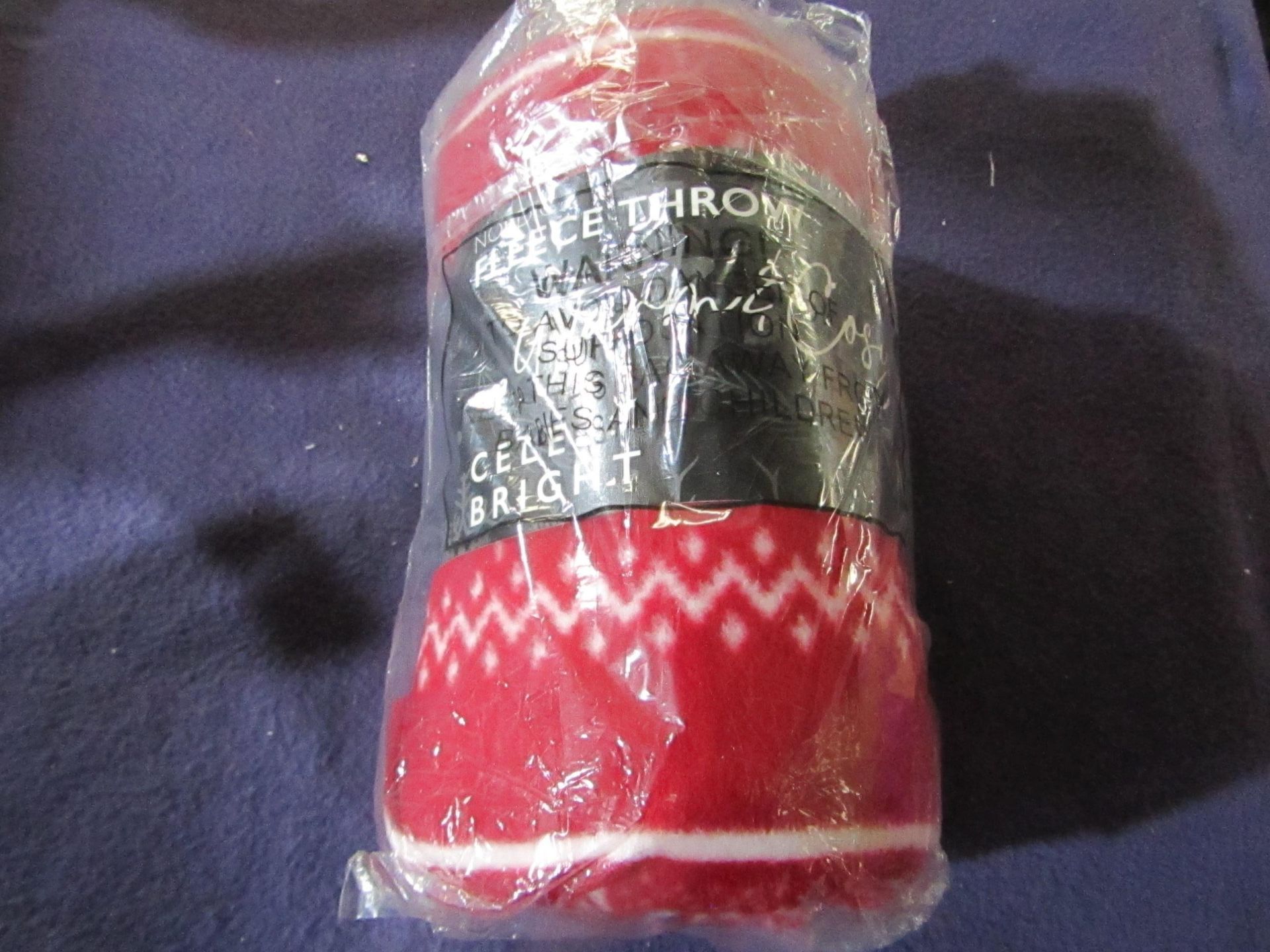 Celebright - Nordic Christmas Red Fleece Throw - Size Unknown - Good Condition & Packaged.