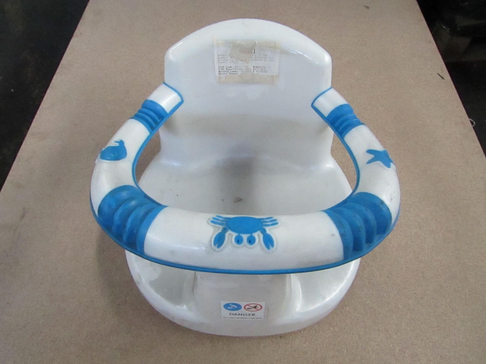 2x Baby Bath Seat ( Suction Cups For Security ) - Blue & White - No Packaging.