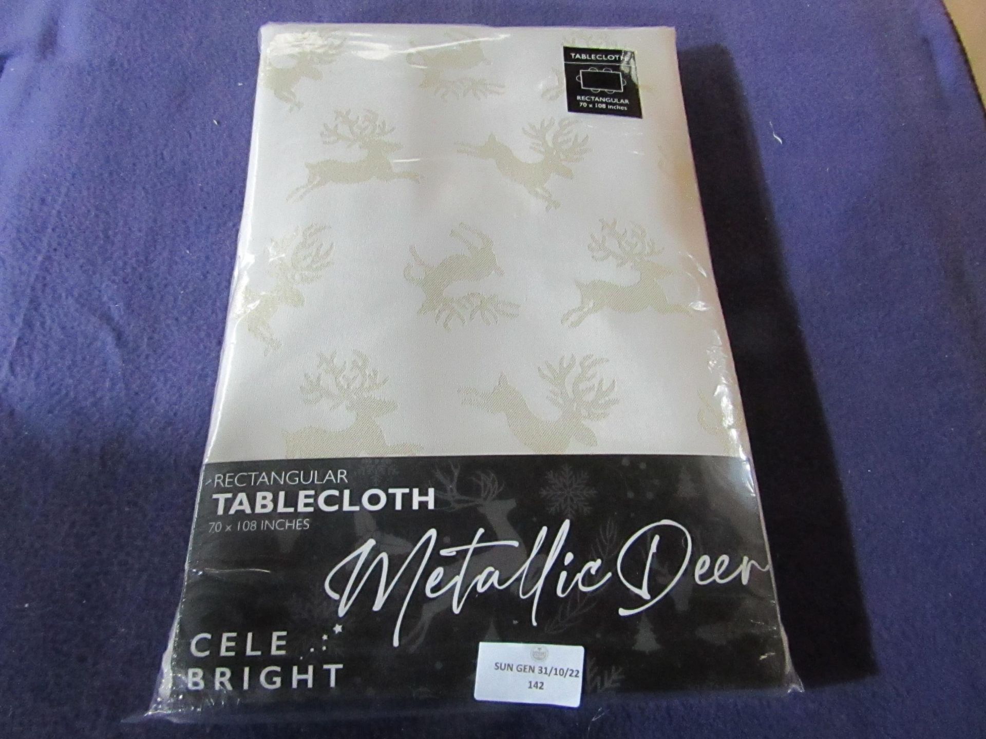 5x Celebright - Assorted Christmas Tablecloths - Sizes Vary - Unused & Packaged.