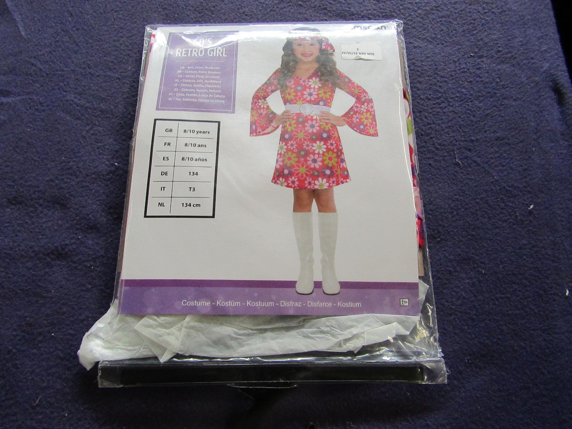 Amscan - 60's Retro Girl Costume - Size 8-10 Years - Unchecked & Packaged.