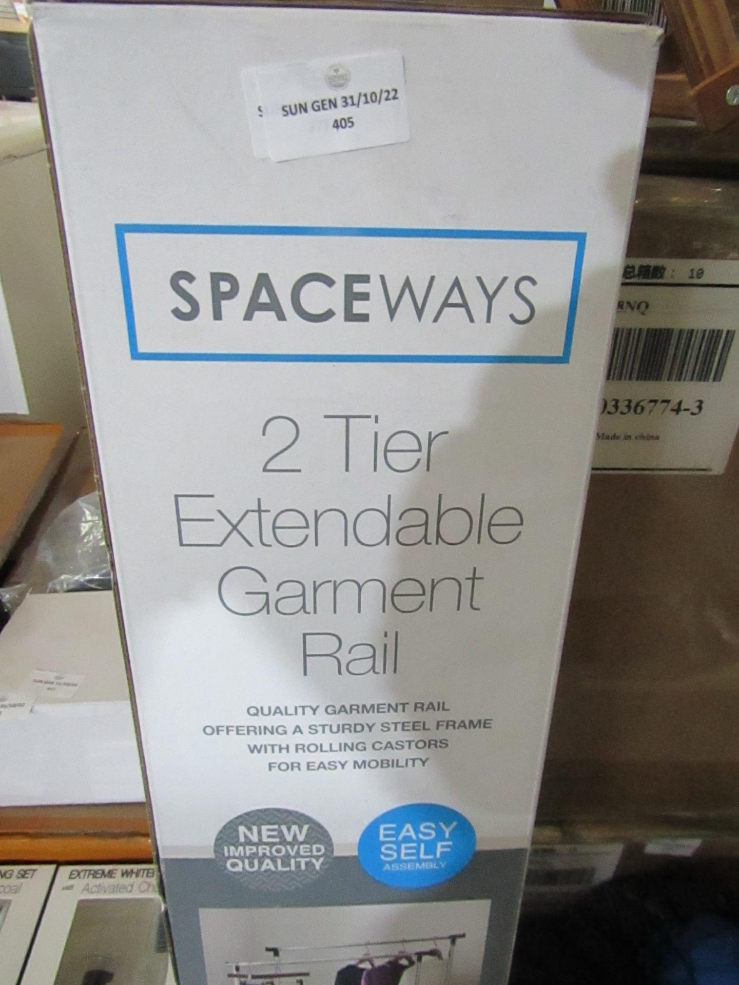 Spaceways - 2-Tier Extendable Garment Rail - Unchecked & Boxed.