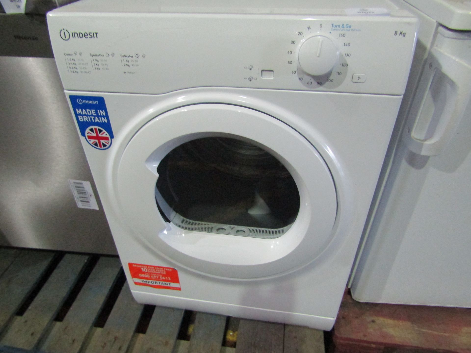 Indesit I1D80WUK 8Kg Vented Tumble Dryer - White RRP £229.00Indesit I1D80WUK 8Kg Vented Tumble Dryer