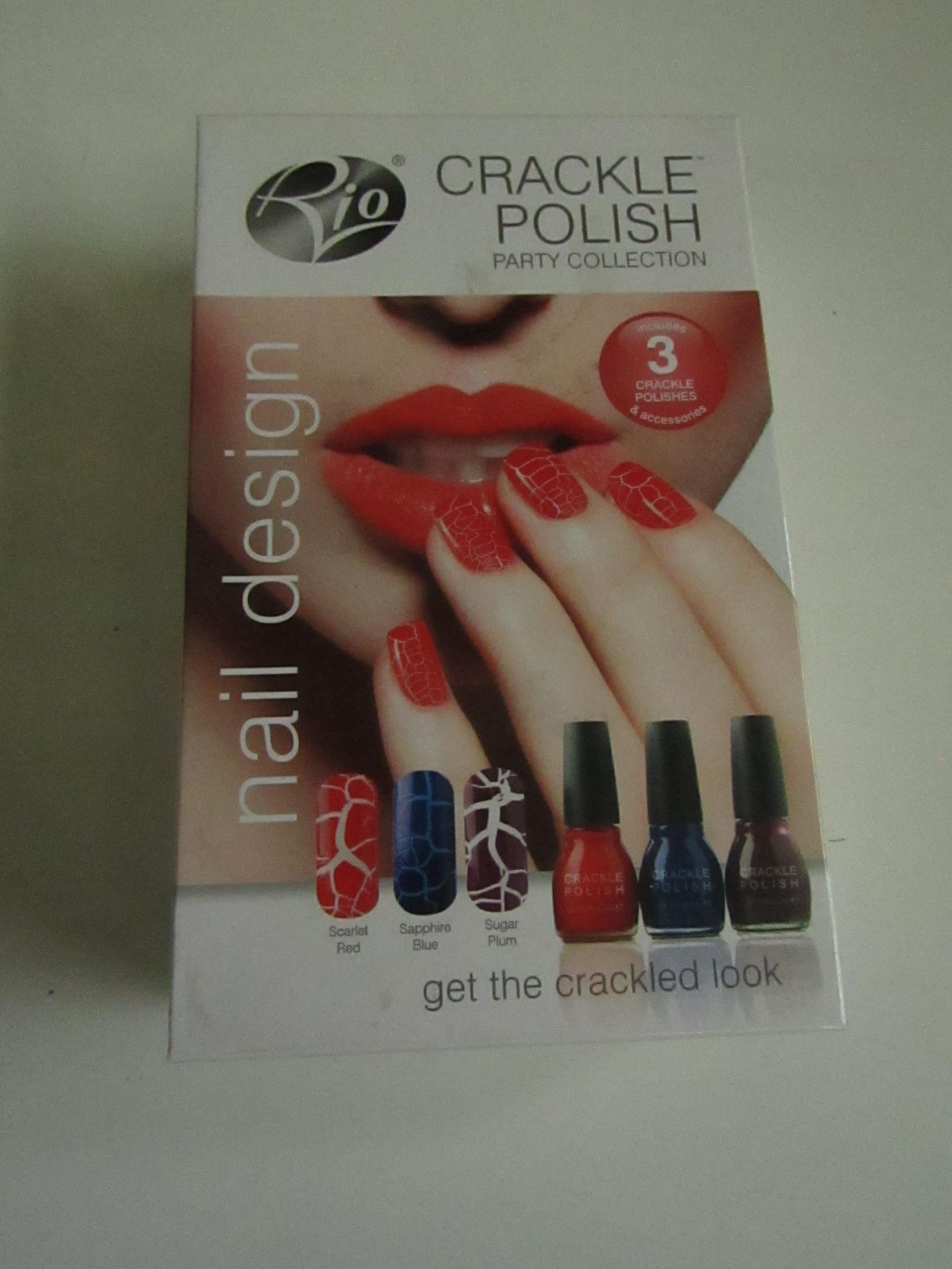 Rio Crackle Polish ( PK of 3 ) PK INC..3 Crackle Polishes 1 X 2 in 1 Varnish1 X Nail Prep 1 X Grit