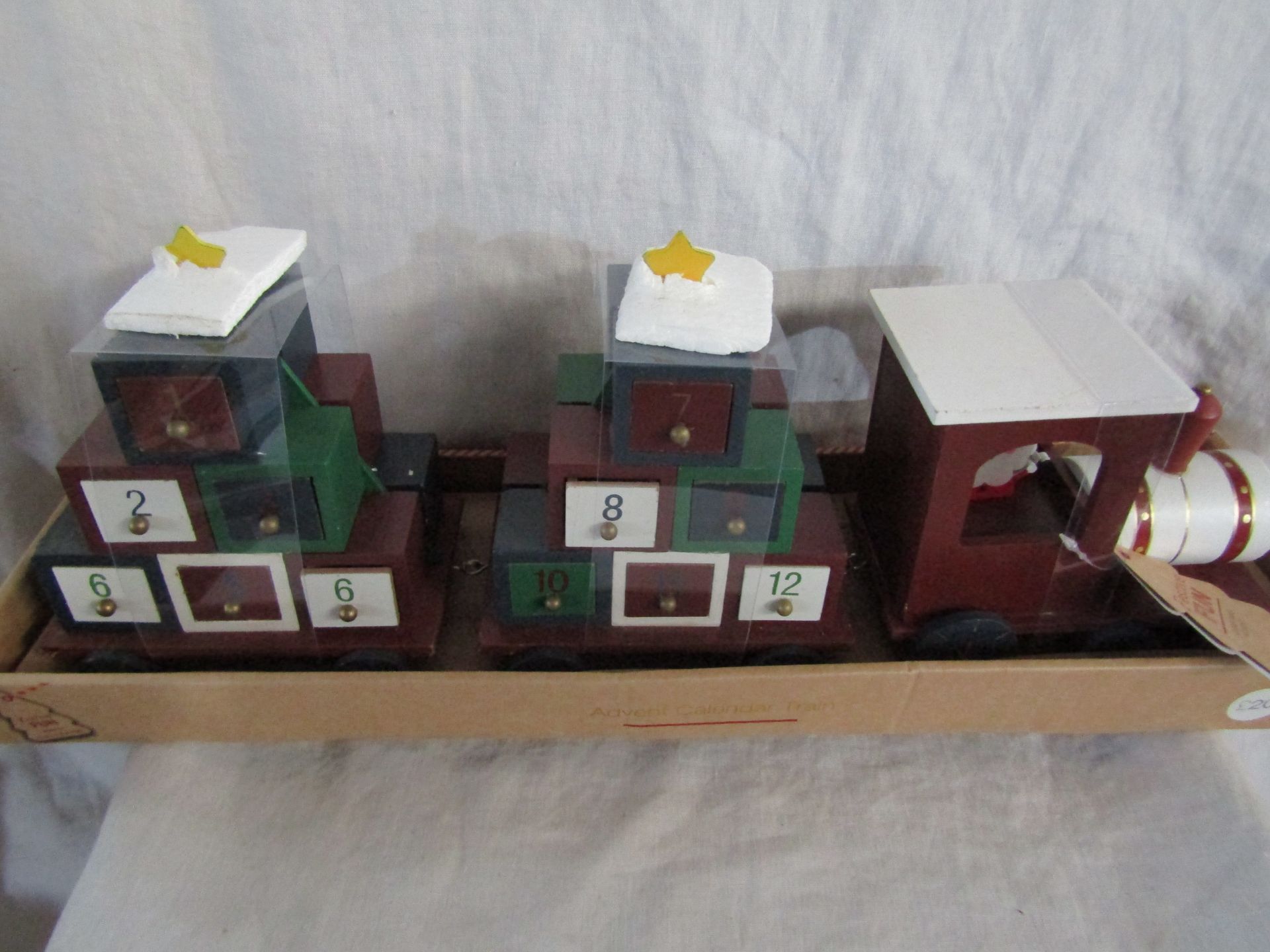 Wooden Christmas Train Advent Calendar - Unused, Packaging May Be Damaged.