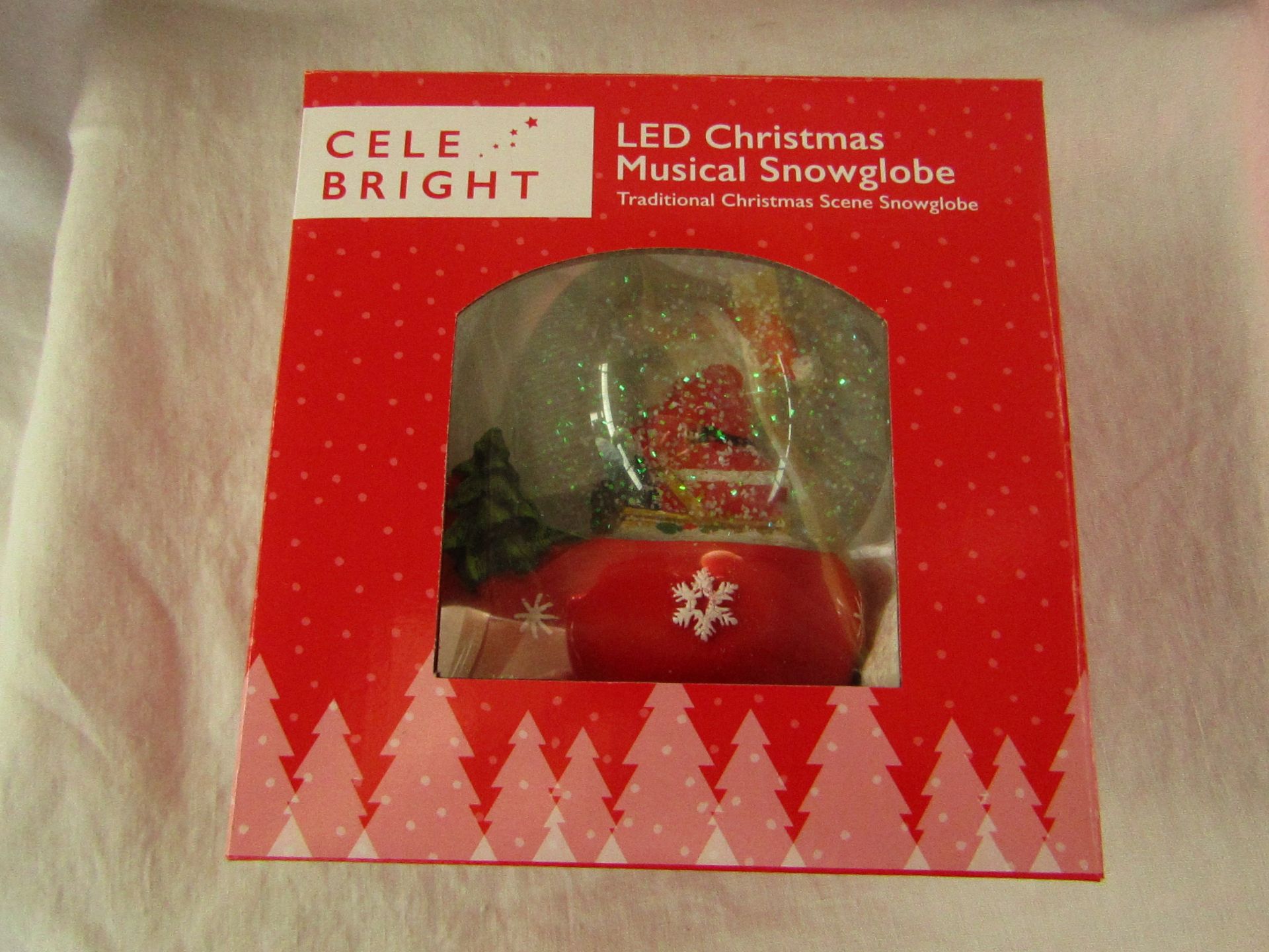 | 1X | CELEBRIGHT SANTA ON SLEIGH LED MUSICAL SNOWGLOBE | UNCHECKED & BOXED | NO ONLINE RESALE | SKU