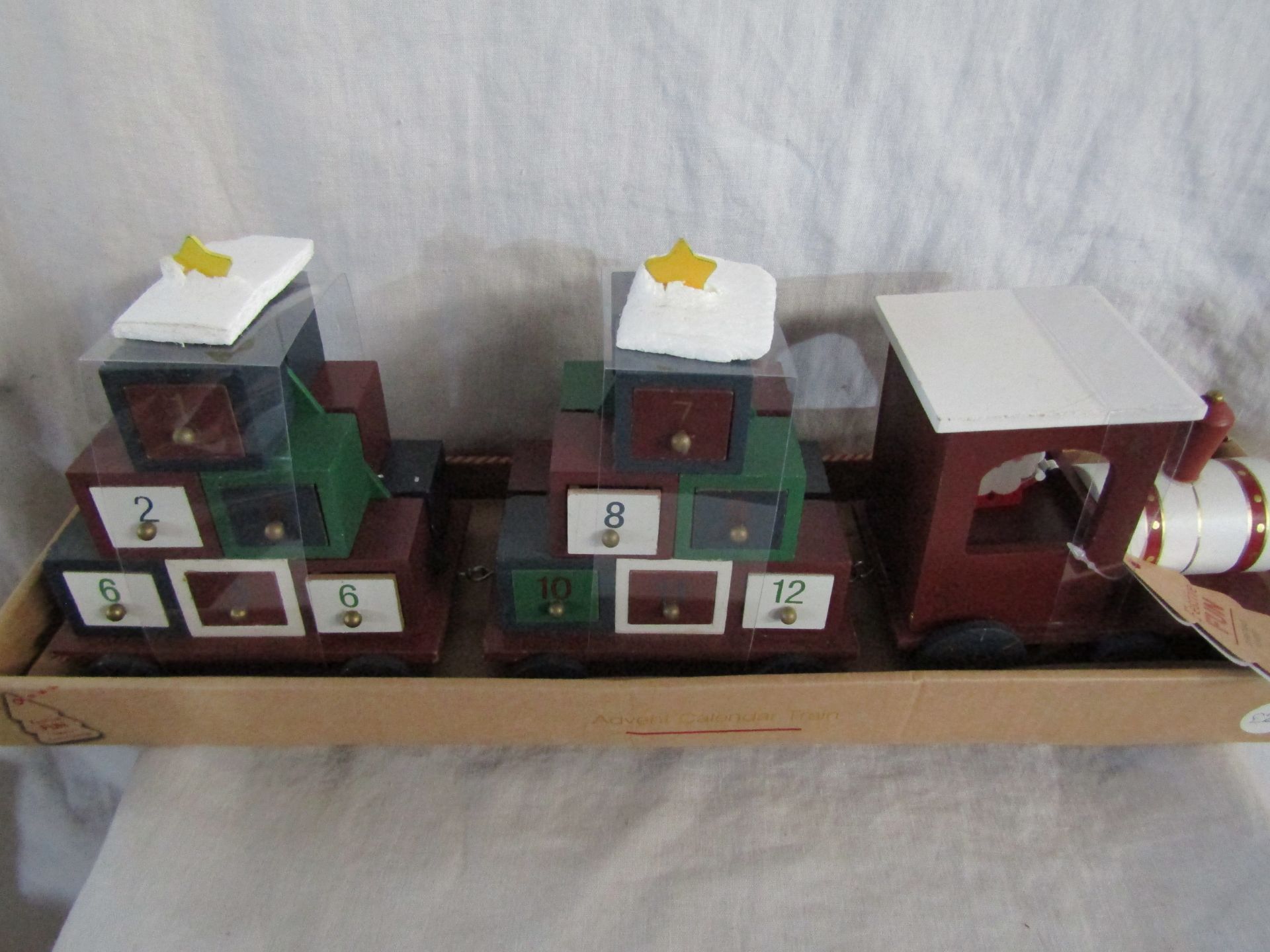 Wooden Christmas Train Advent Calendar - Unused, Packaging May Be Damaged.